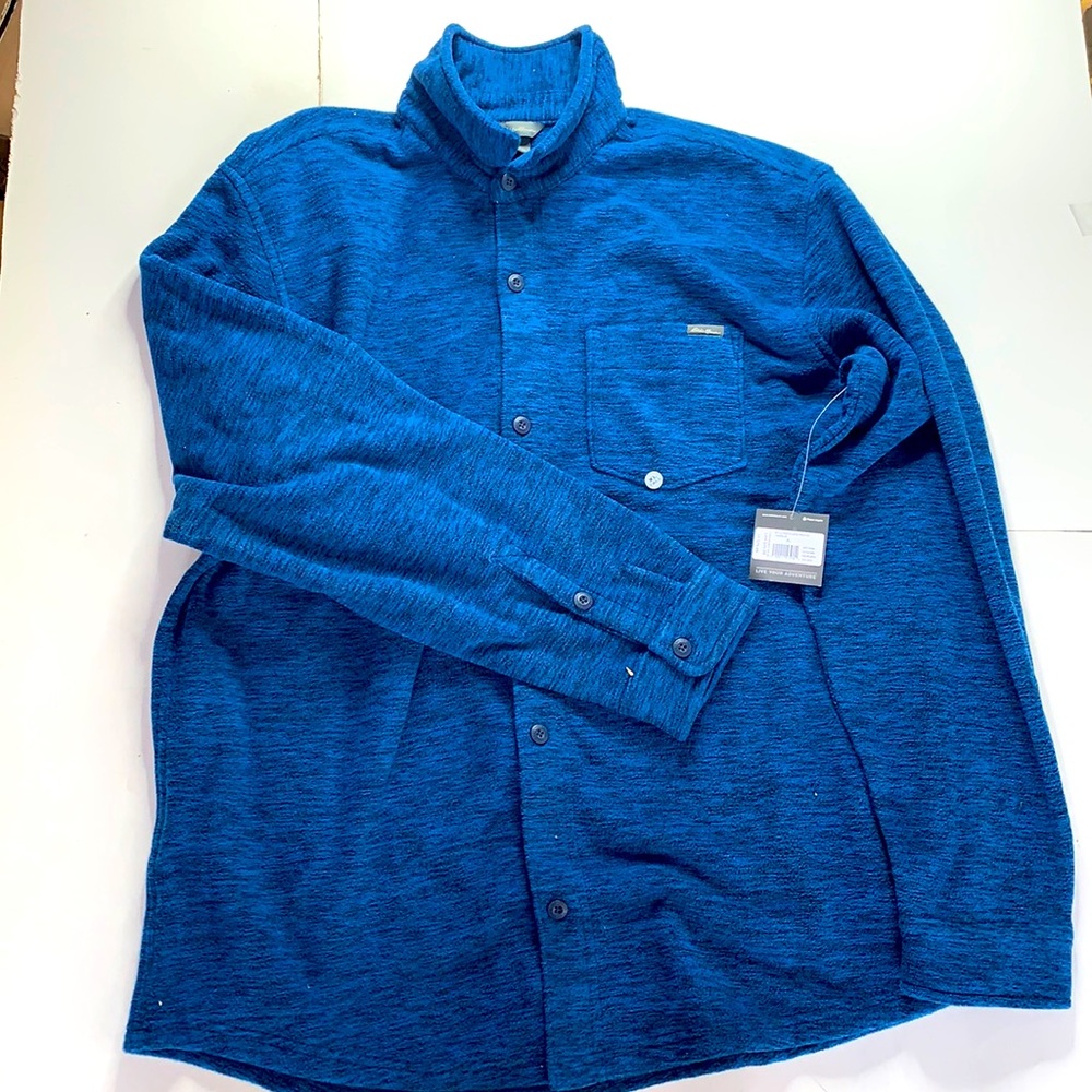 Men’s New Eddie Bauer Fast Fleece Printed True Blue Sweater